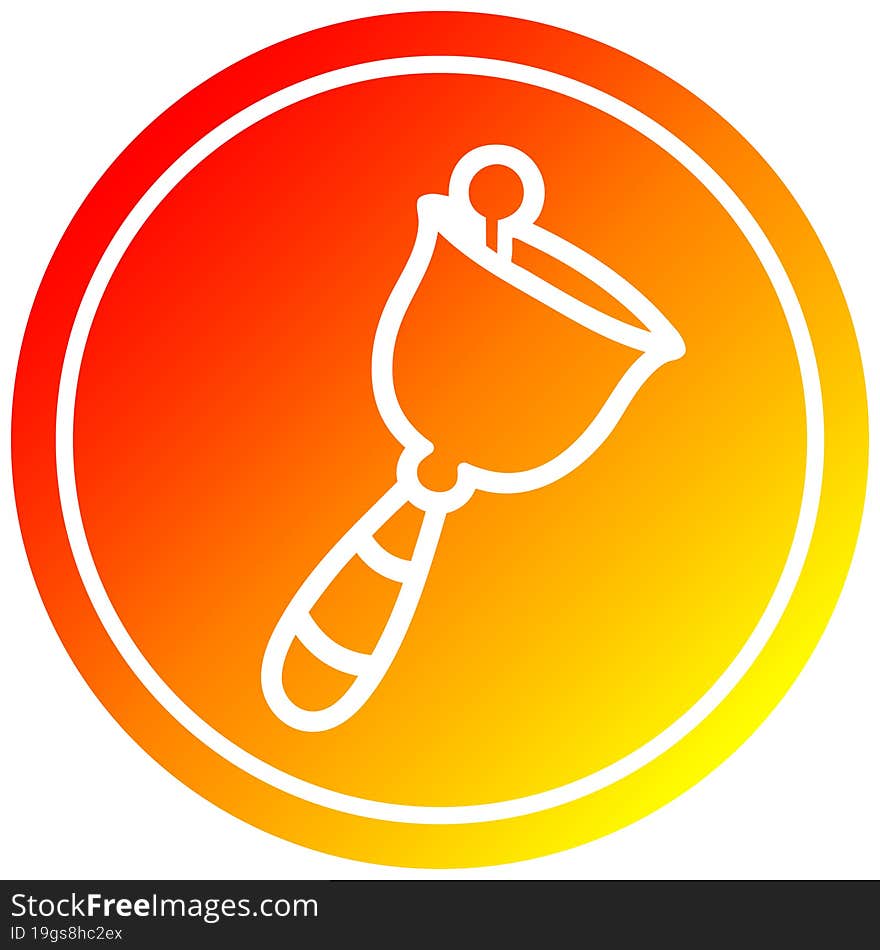 hand bell circular icon with warm gradient finish. hand bell circular icon with warm gradient finish