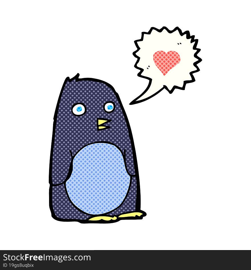 cartoon penguin with love heart