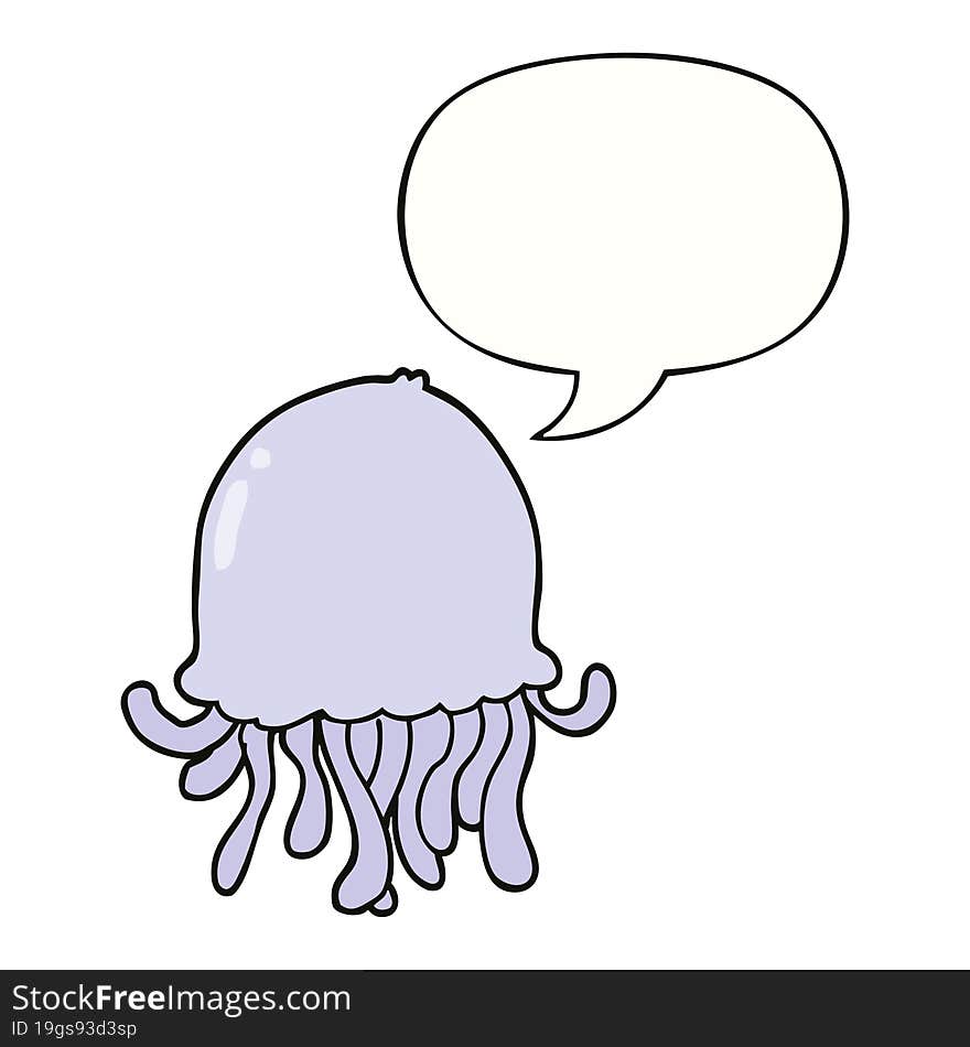 cartoon jellyfish with speech bubble. cartoon jellyfish with speech bubble