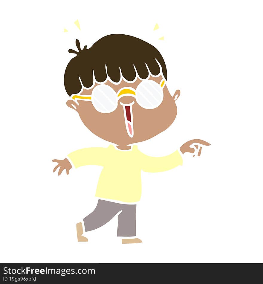 flat color style cartoon boy wearing spectacles