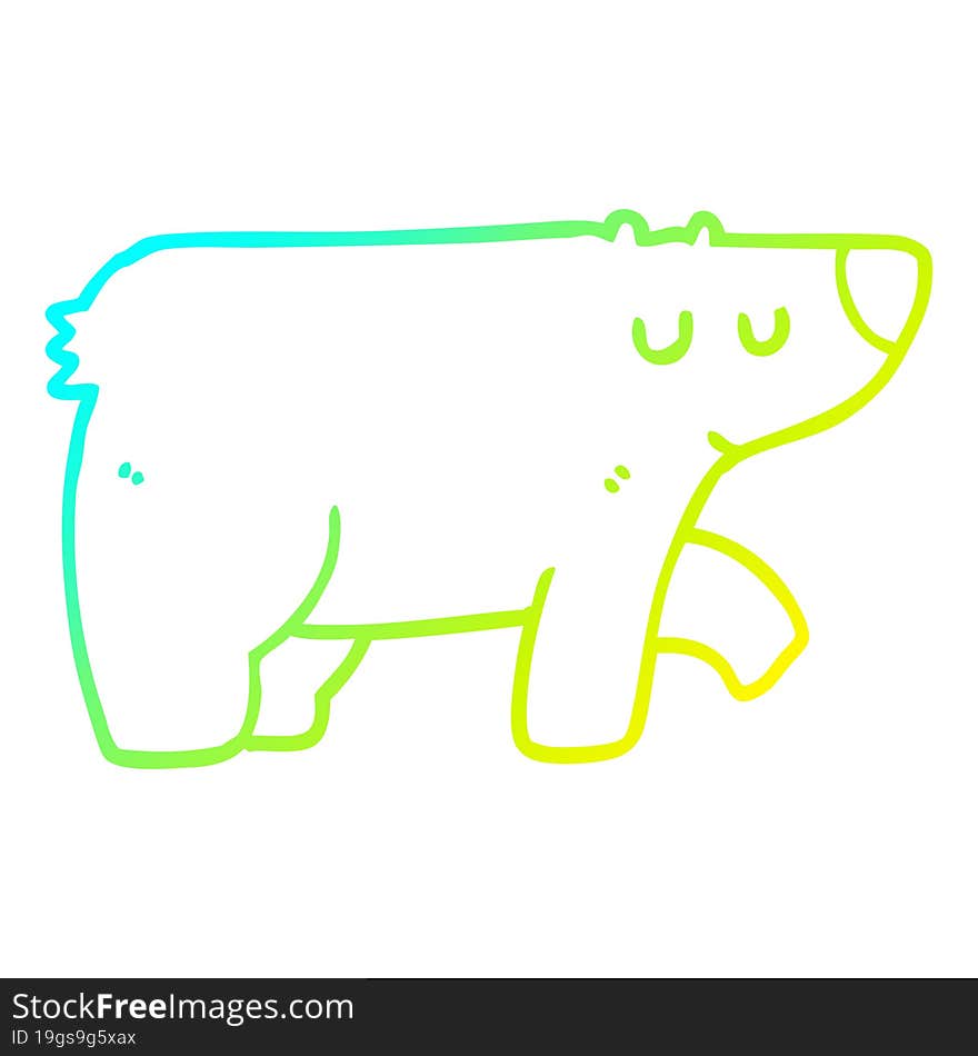 cold gradient line drawing cartoon bear