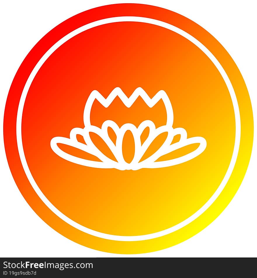 lotus flower circular icon with warm gradient finish. lotus flower circular icon with warm gradient finish