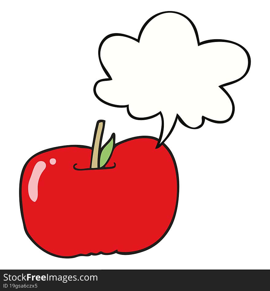 cartoon apple and speech bubble