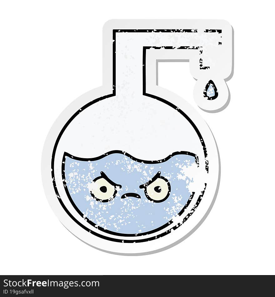 Distressed Sticker Of A Cute Cartoon Science Experiment