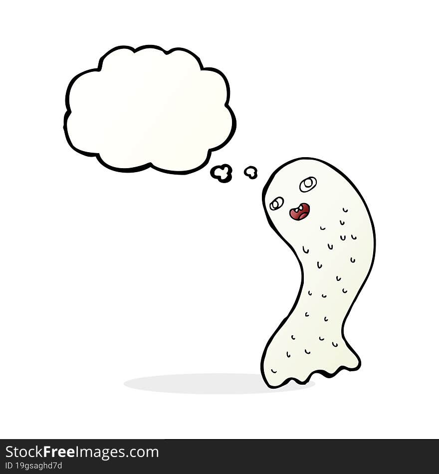 funny cartoon ghost with thought bubble