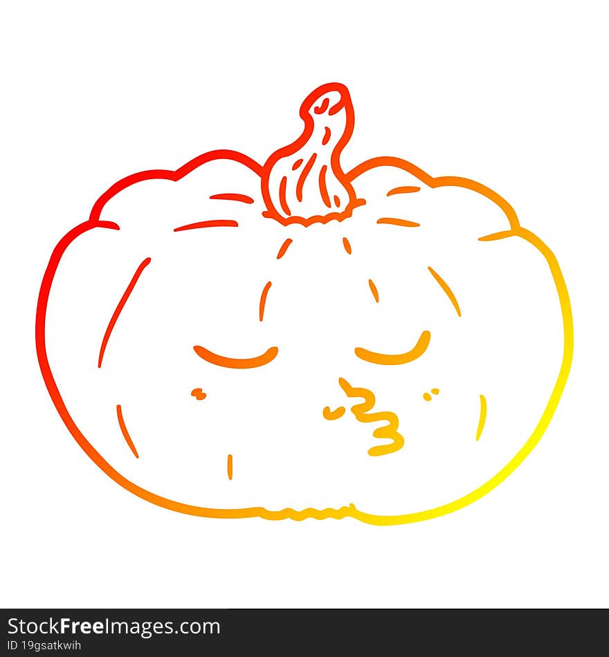 warm gradient line drawing cartoon pumpkin