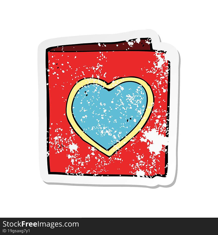 retro distressed sticker of a cartoon love heart card