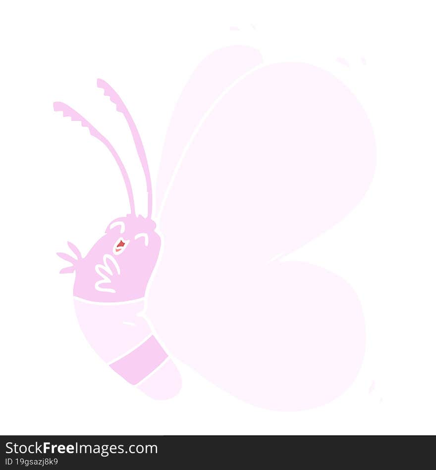 funny flat color style cartoon butterfly