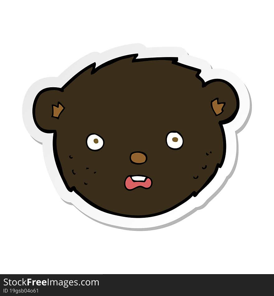 Sticker Of A Cartoon Black Bear Face