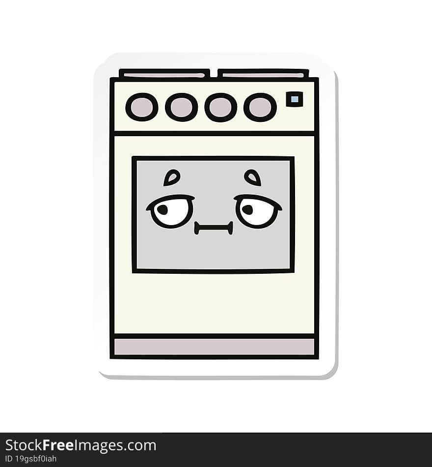 sticker of a cute cartoon kitchen oven