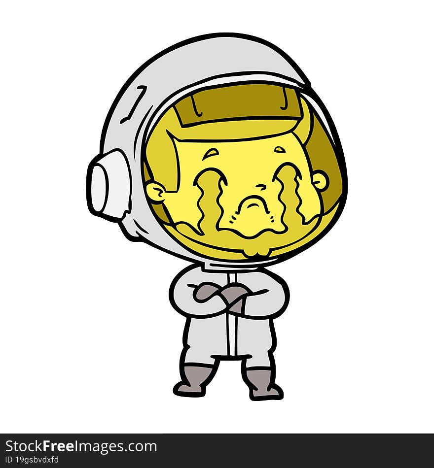 cartoon crying astronaut. cartoon crying astronaut