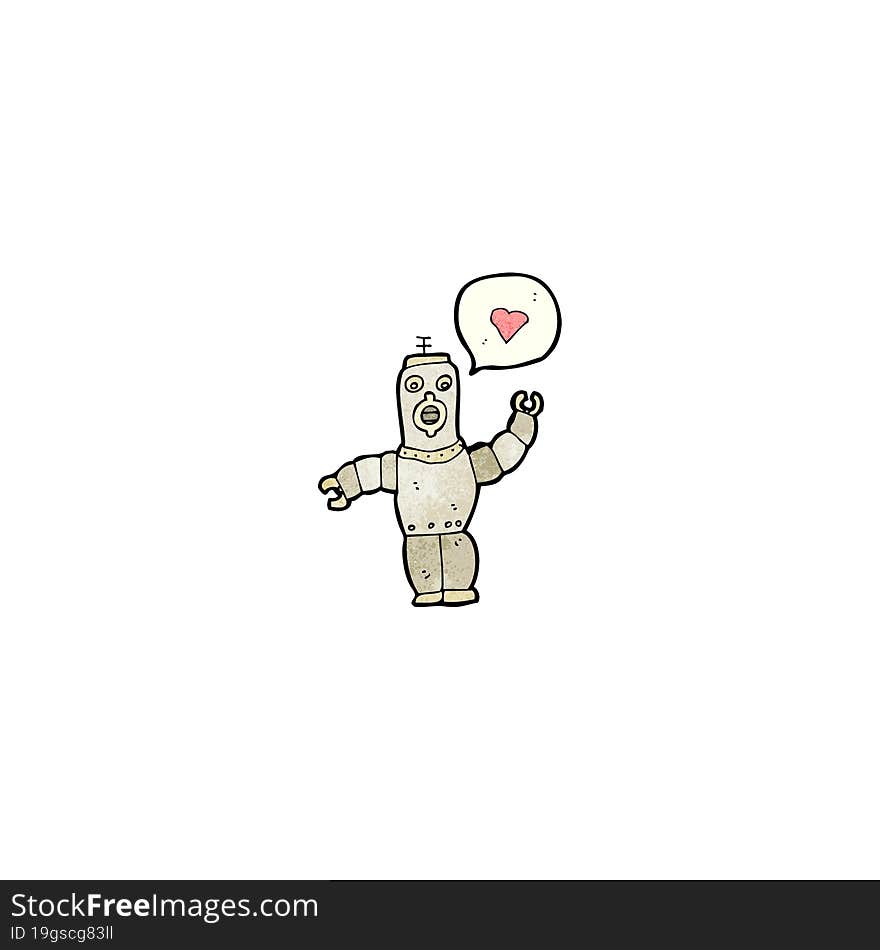 cartoon retro robot in love