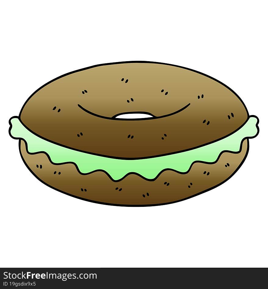 quirky gradient shaded cartoon bagel