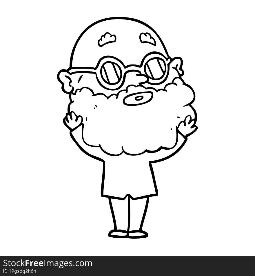 cartoon curious man with beard and glasses. cartoon curious man with beard and glasses