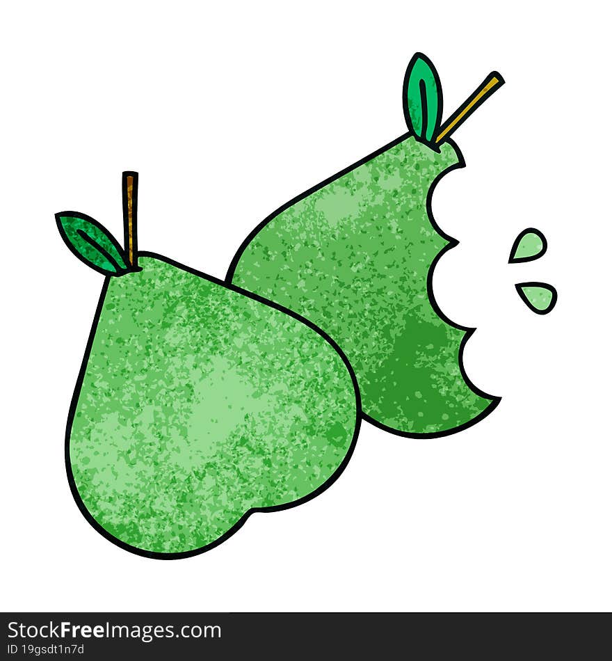 Retro Grunge Texture Cartoon Green Pear