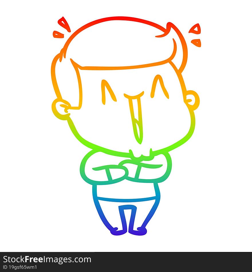 rainbow gradient line drawing cartoon excited man