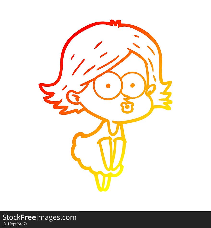 warm gradient line drawing cartoon girl pouting