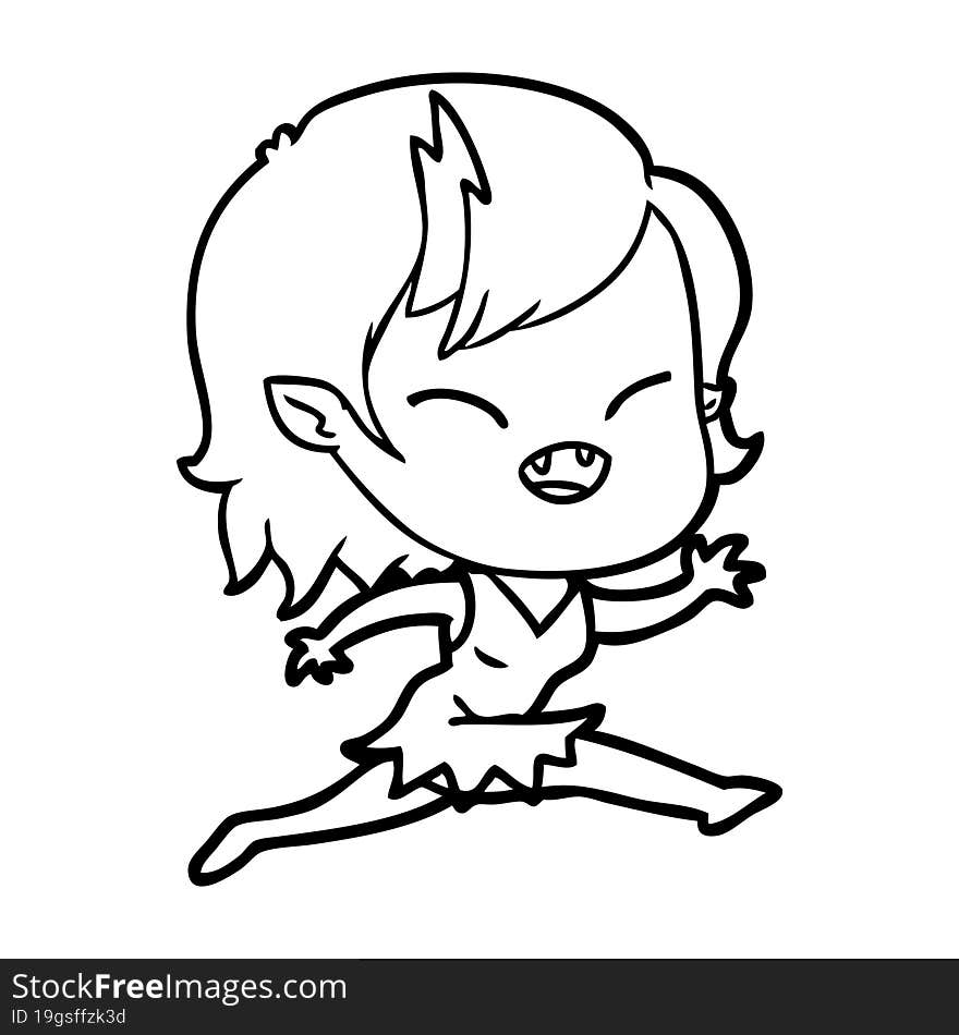 cartoon laughing vampire girl running. cartoon laughing vampire girl running