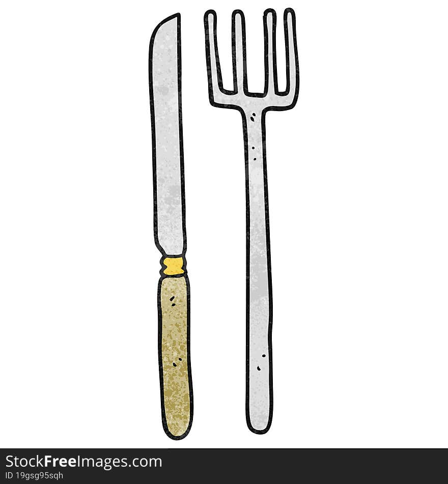 Textured Cartoon Knife And Fork