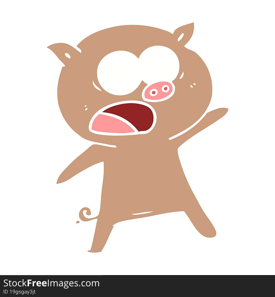 flat color style cartoon pig shouting