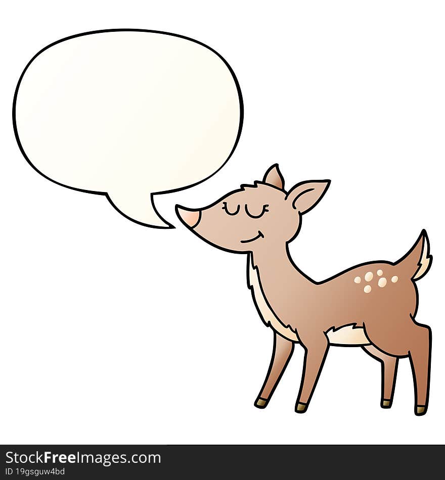 cartoon deer and speech bubble in smooth gradient style