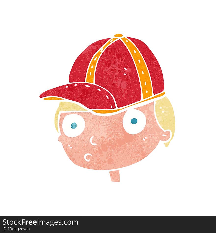 Cartoon Curious Boy Wearing Cap