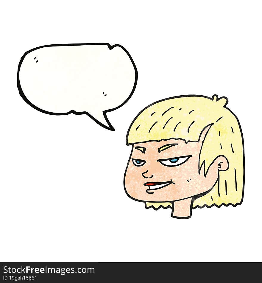 speech bubble textured cartoon mean looking girl