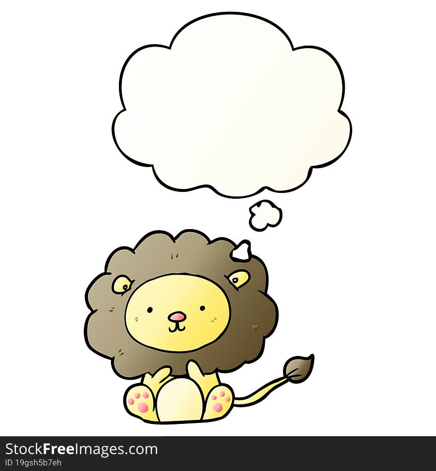 cartoon lion and thought bubble in smooth gradient style