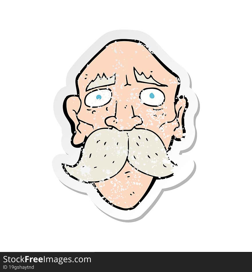 Retro Distressed Sticker Of A Cartoon Sad Old Man