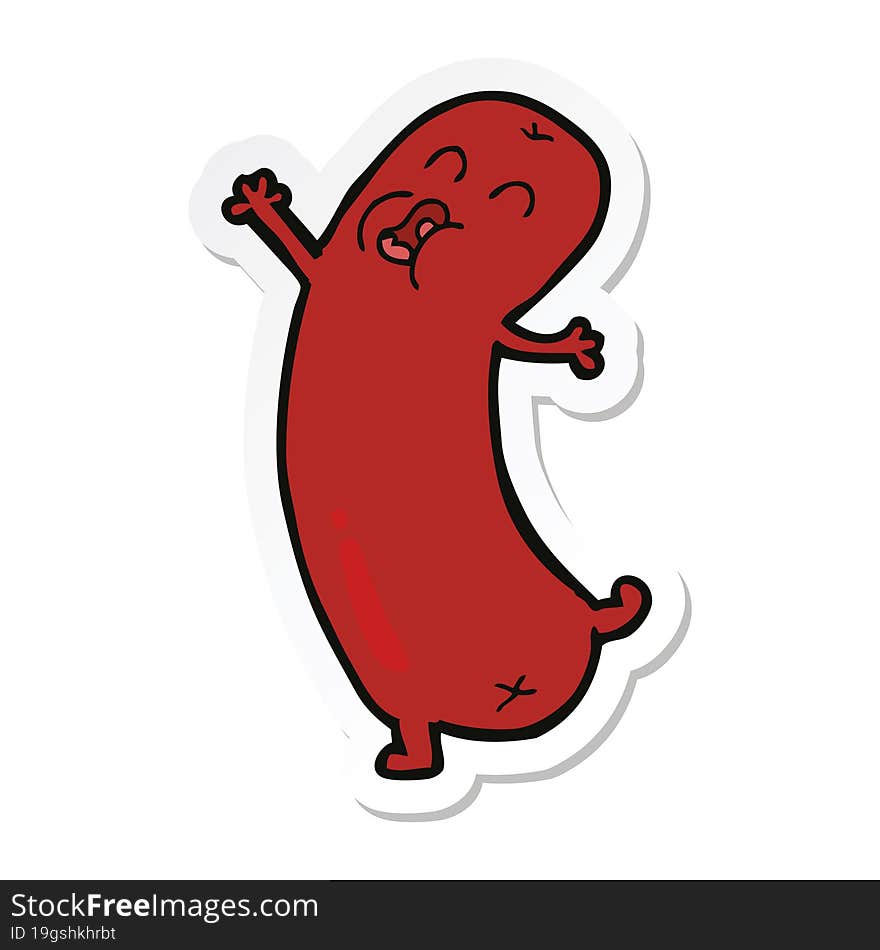 Sticker Of A Cartoon Dancing Sausage