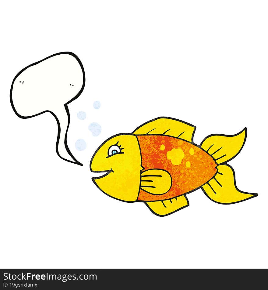 freehand speech bubble textured cartoon fish