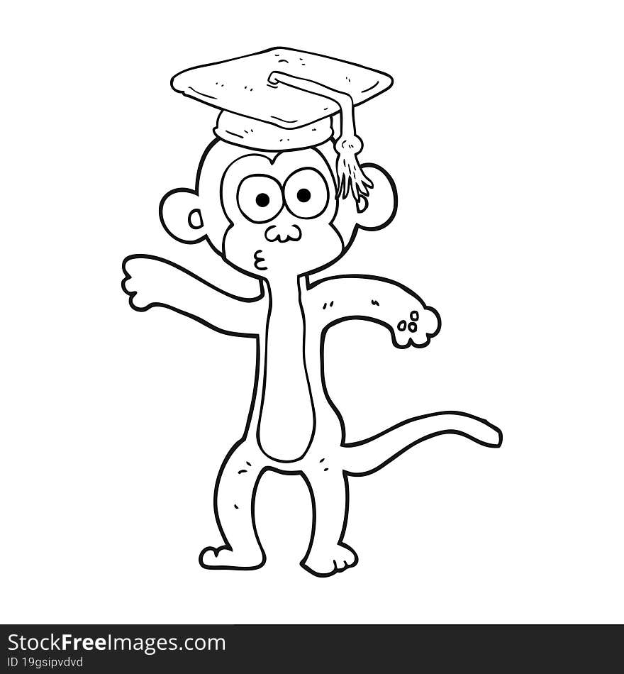 black and white cartoon graduate monkey