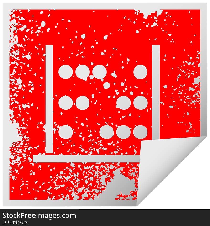 distressed square peeling sticker symbol maths abacus