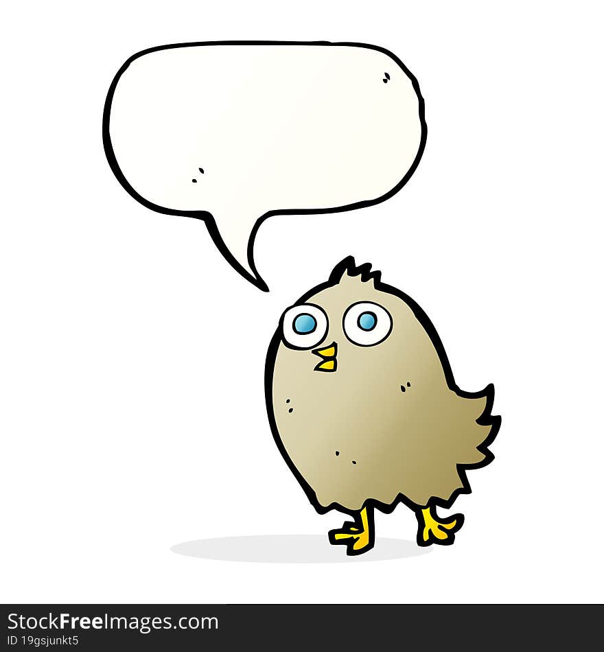 Cartoon Happy Bird With Speech Bubble