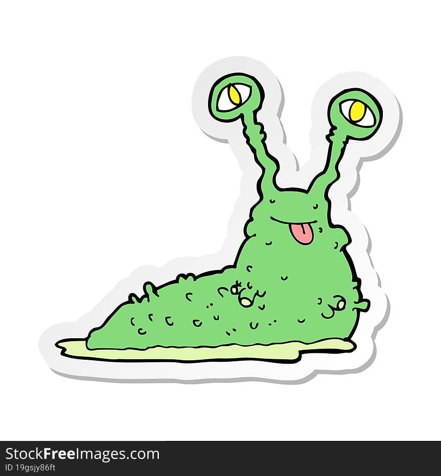 Sticker Of A Cartoon Gross Slug