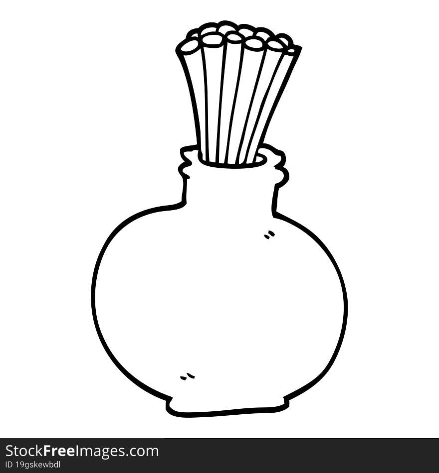 line drawing cartoon reeds in vase