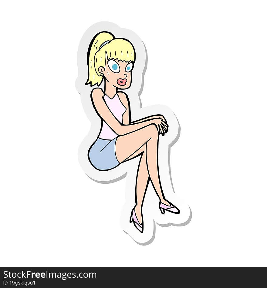 sticker of a cartoon pretty woman