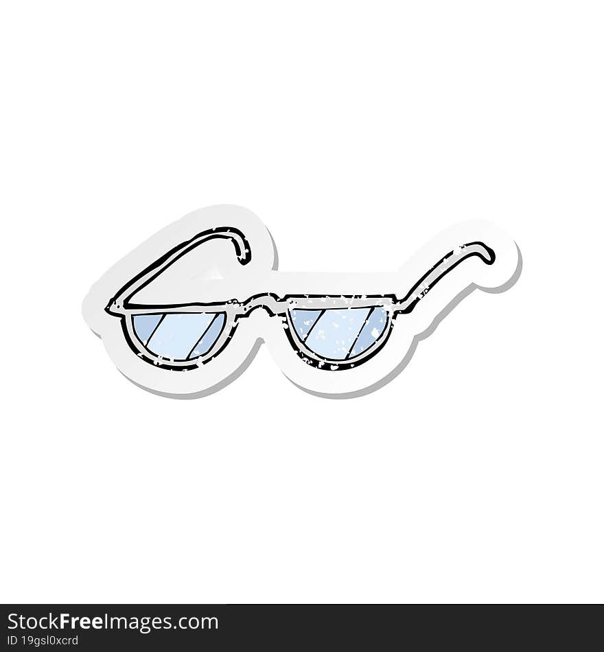 retro distressed sticker of a cartoon glasses