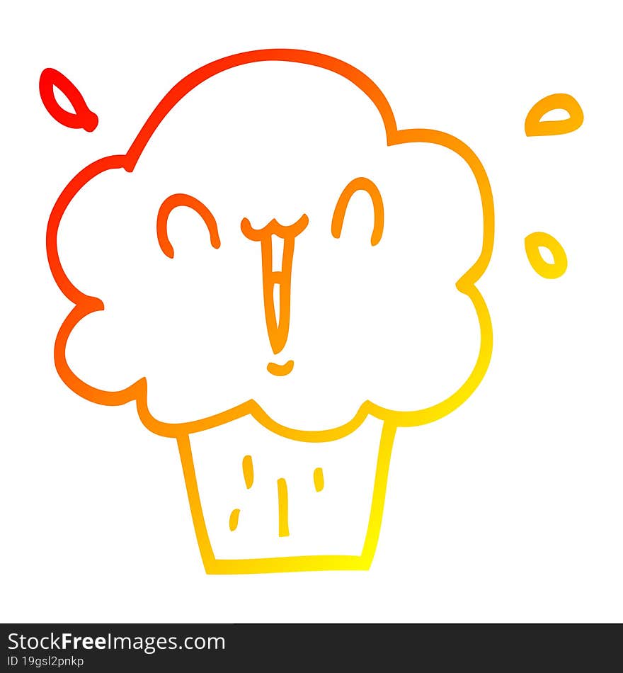 warm gradient line drawing cartoon cupcake