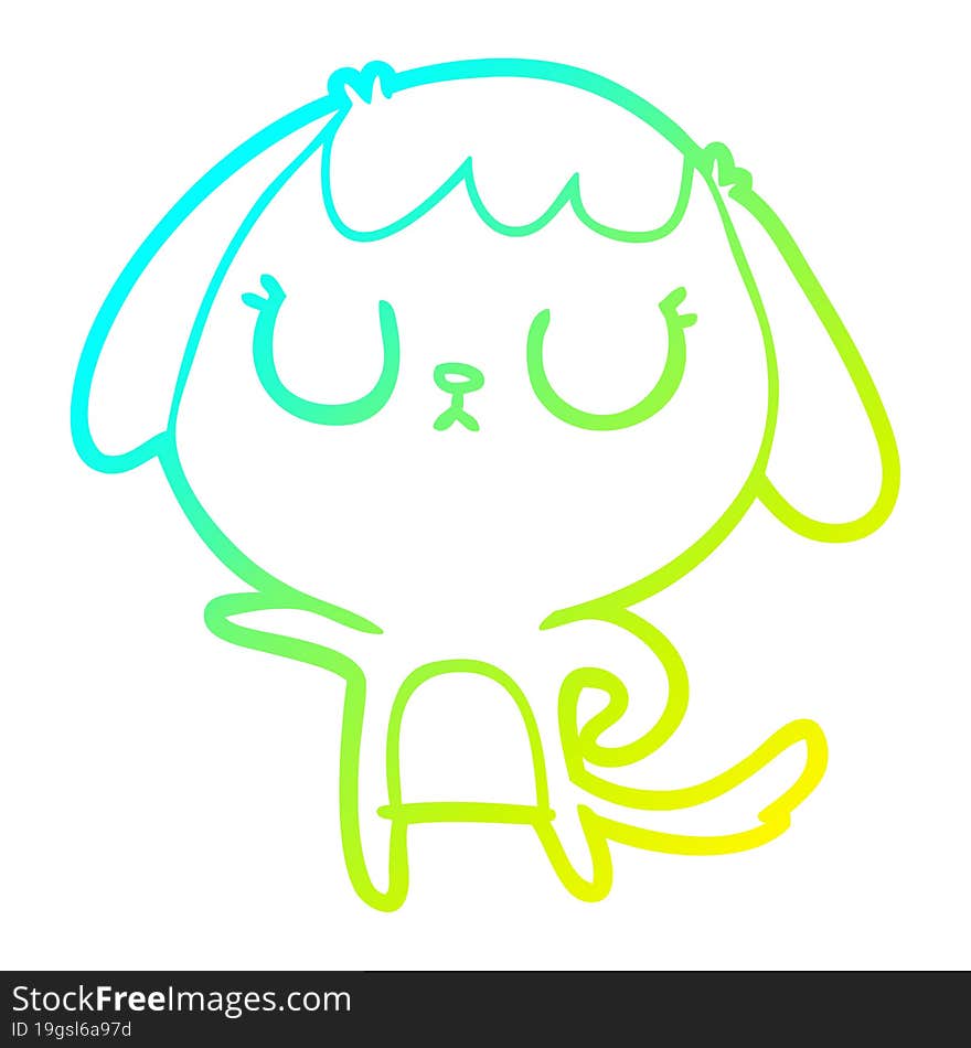 Cold Gradient Line Drawing Cute Cartoon Dog