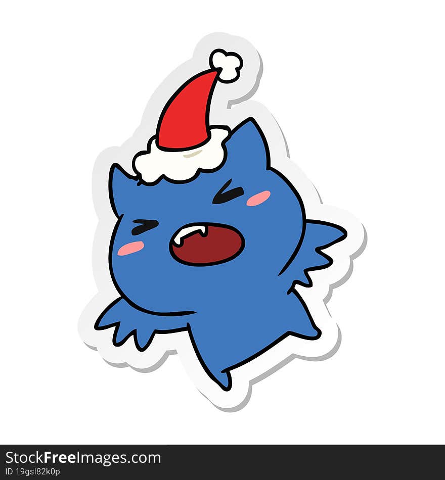 christmas sticker cartoon of kawaii bat