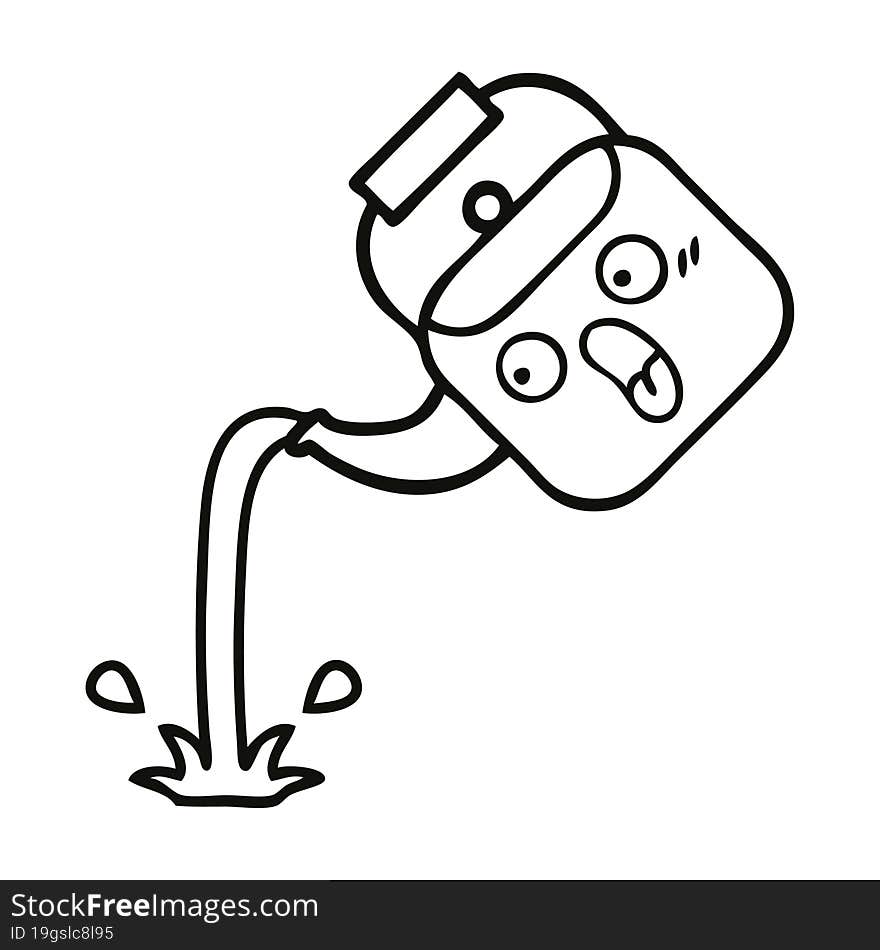 Line Drawing Cartoon Pouring Kettle