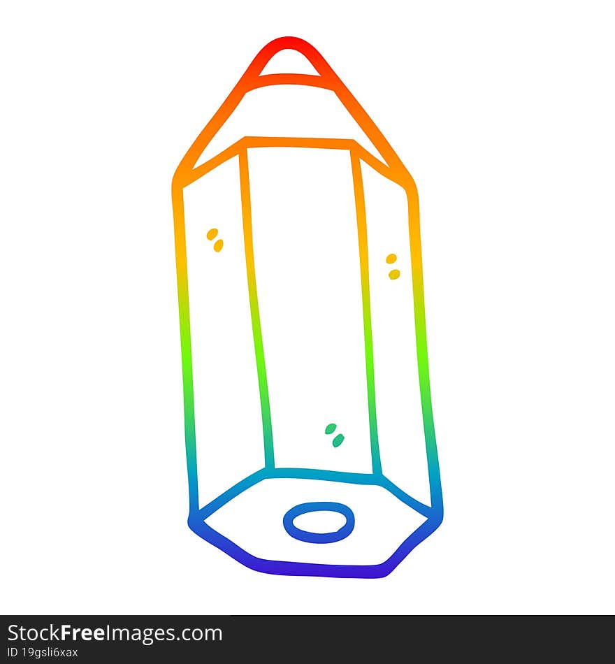 rainbow gradient line drawing of a cartoon pencil