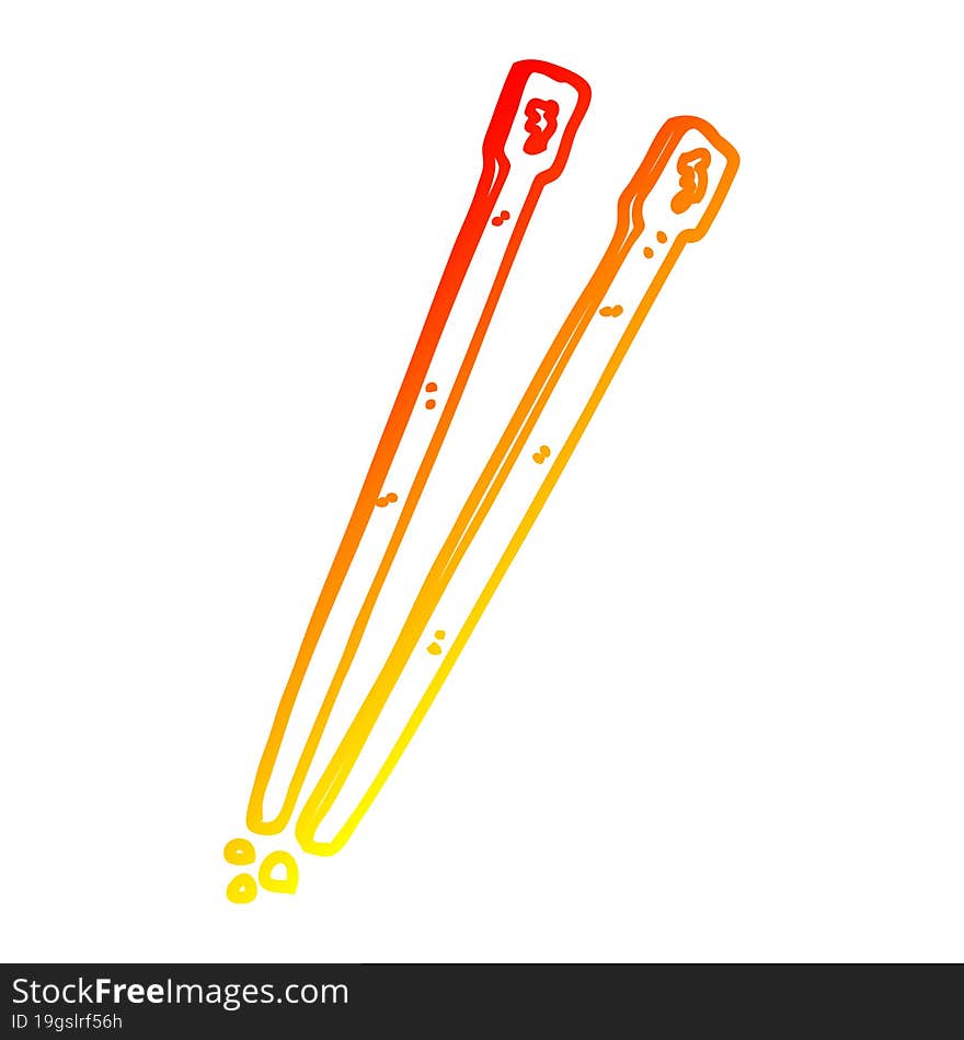 Warm Gradient Line Drawing Cartoon Chop Sticks