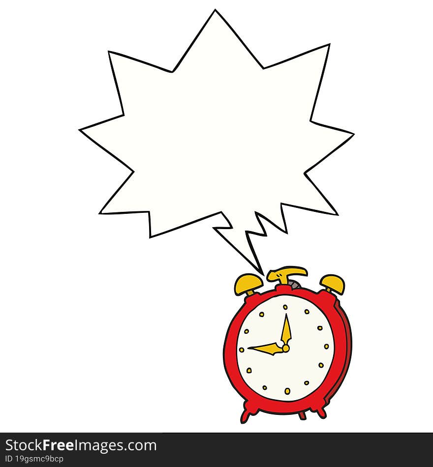 Cartoon Alarm Clock And Speech Bubble