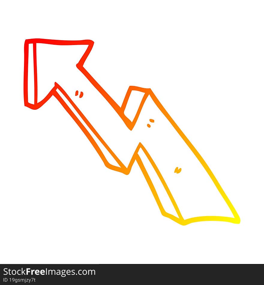 warm gradient line drawing cartoon rising arrow