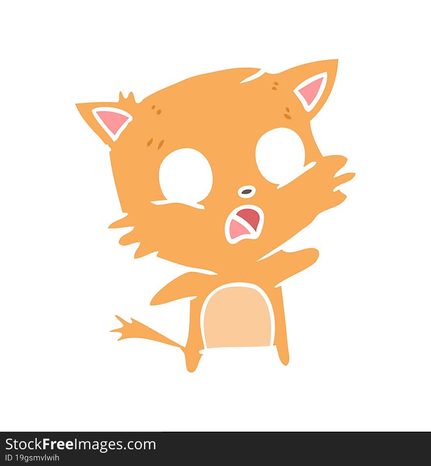 Flat Color Style Cartoon Cat