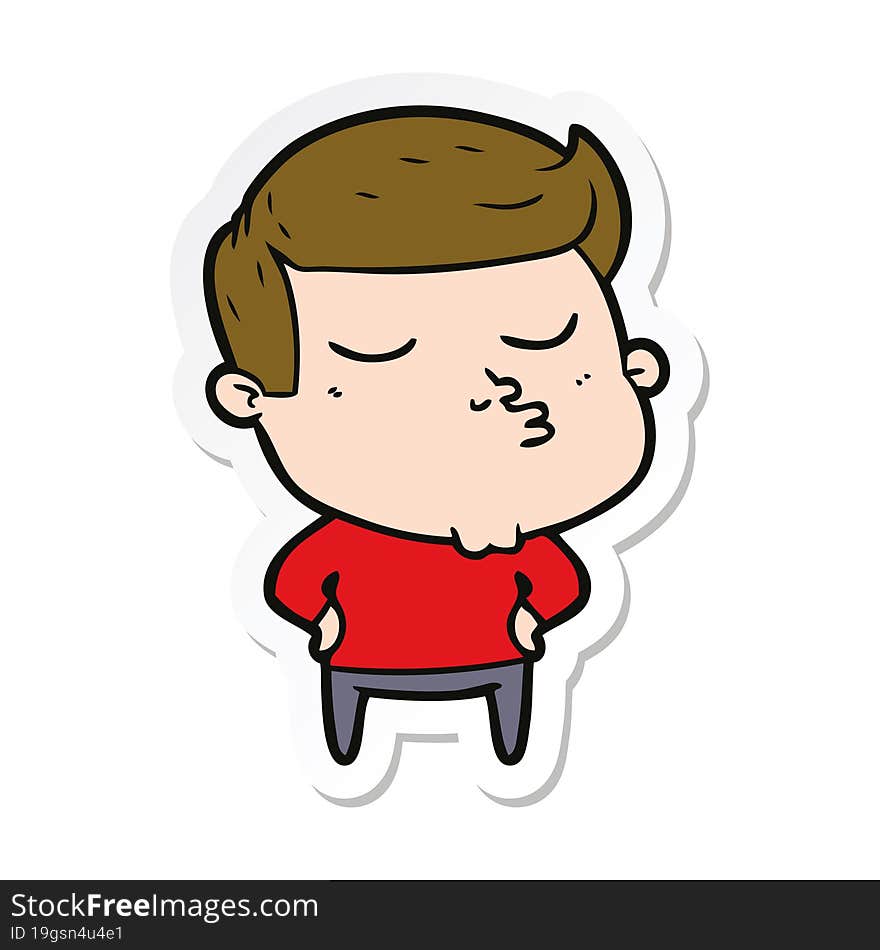 Sticker Of A Cartoon Model Guy Pouting