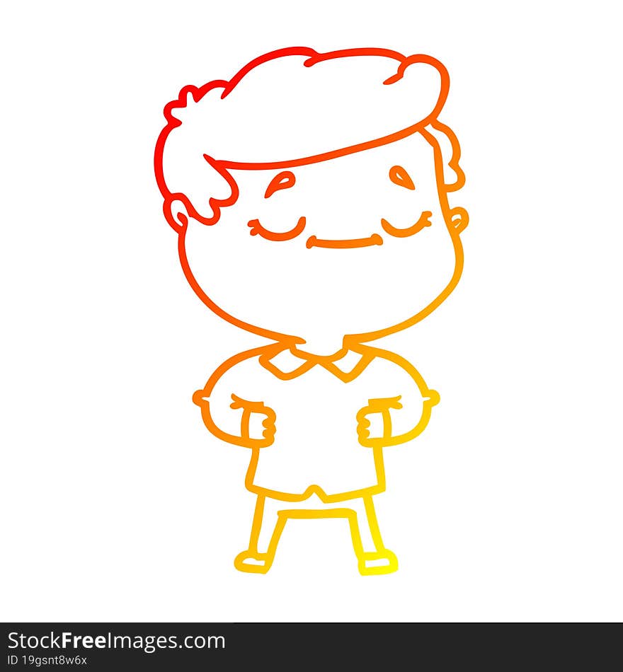 warm gradient line drawing of a cartoon proud man