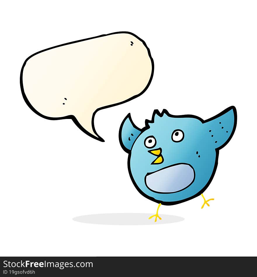 Cartoon Happy Bird With Speech Bubble